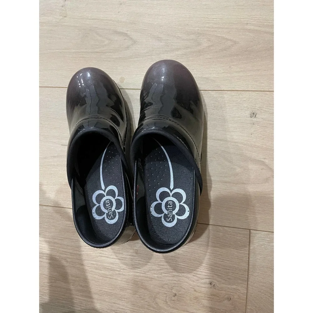 Sanita Milan Patent Leather Professional Clogs Women's shoes Size 5.5_3